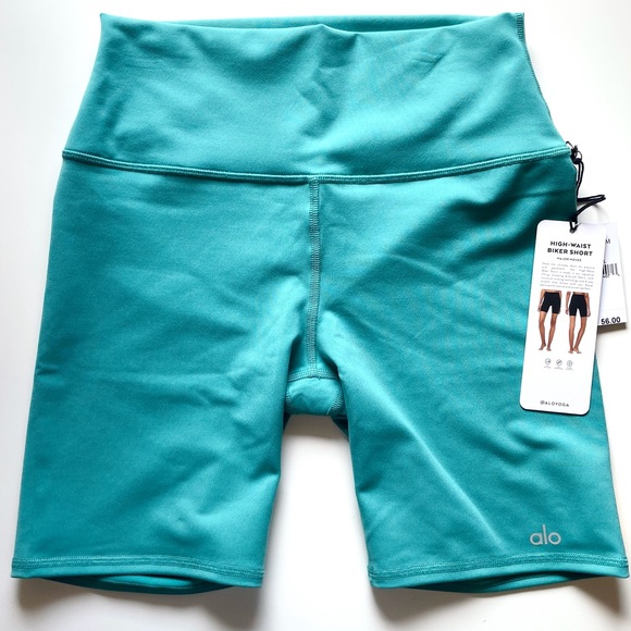 NWT ALO High-Waist Biker Shorts - Ocean Teal - Picture 6 of 6